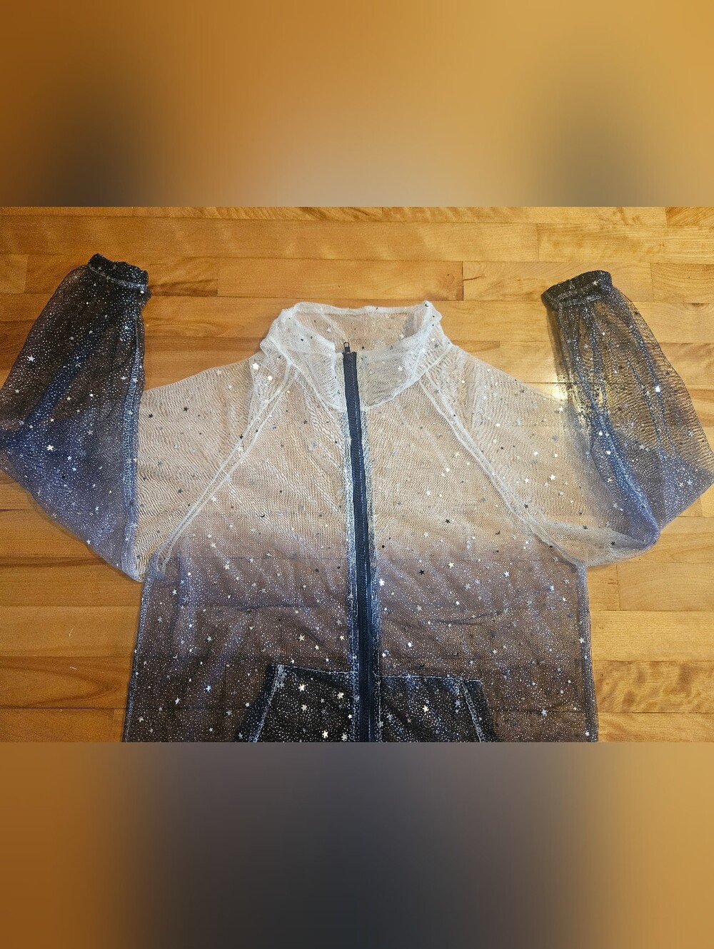 Transparent See-Through Whimsical Fairy-Style Glittery Zip-Up - Picture 6 of 12